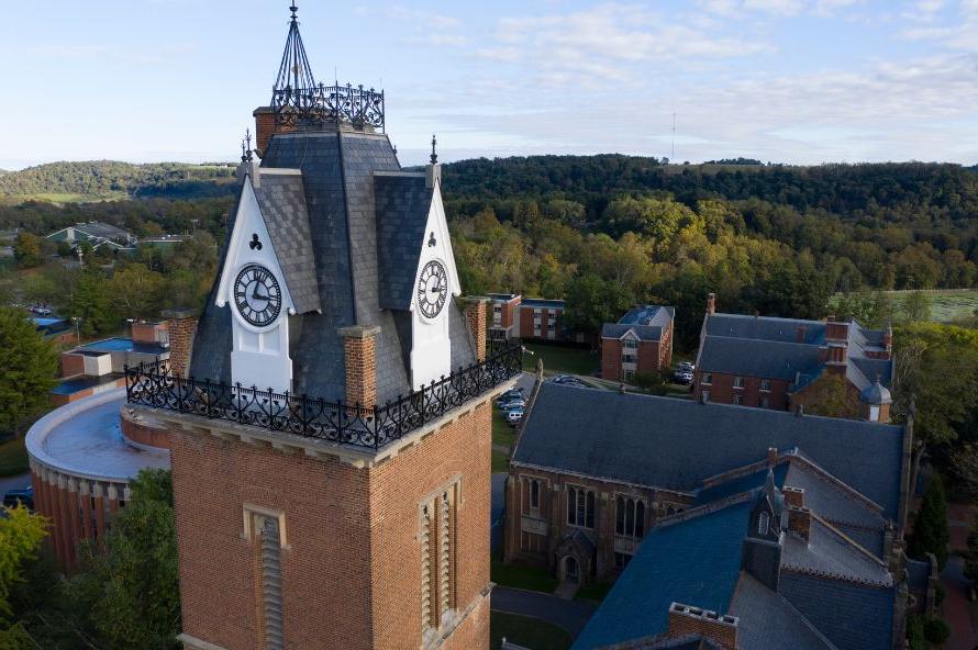 Aerial view of Old Main Tower